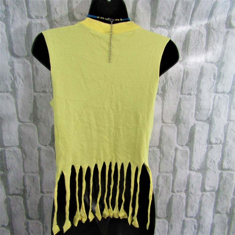 Obey Fringe Crop Yellow Top Small - Picture 3 of 8